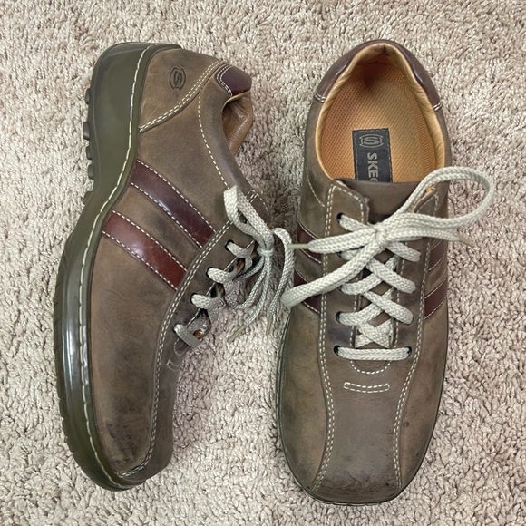 Skechers 4400 Vintage 90’s Y2K Brown Leather Lace-Up Driver Shoes Men\'s Size 8 main image 3